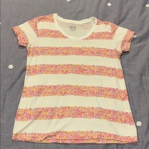 pink flowered striped t shirt